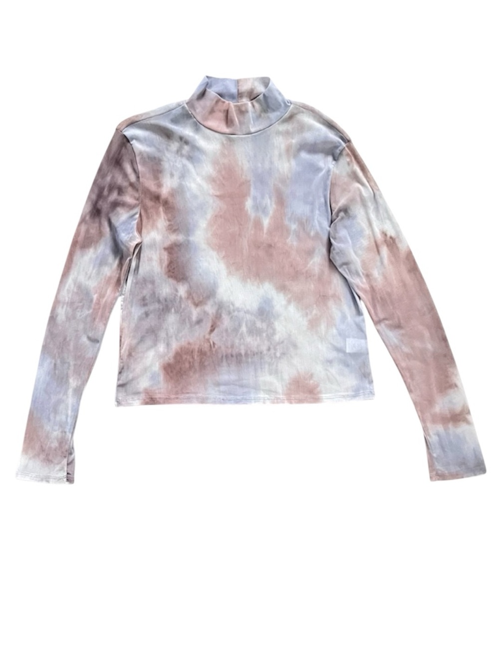 Antistar Sheer Mesh Y2K Style Long Sleeve Rollneck Top Tie Dye Pastel Medium